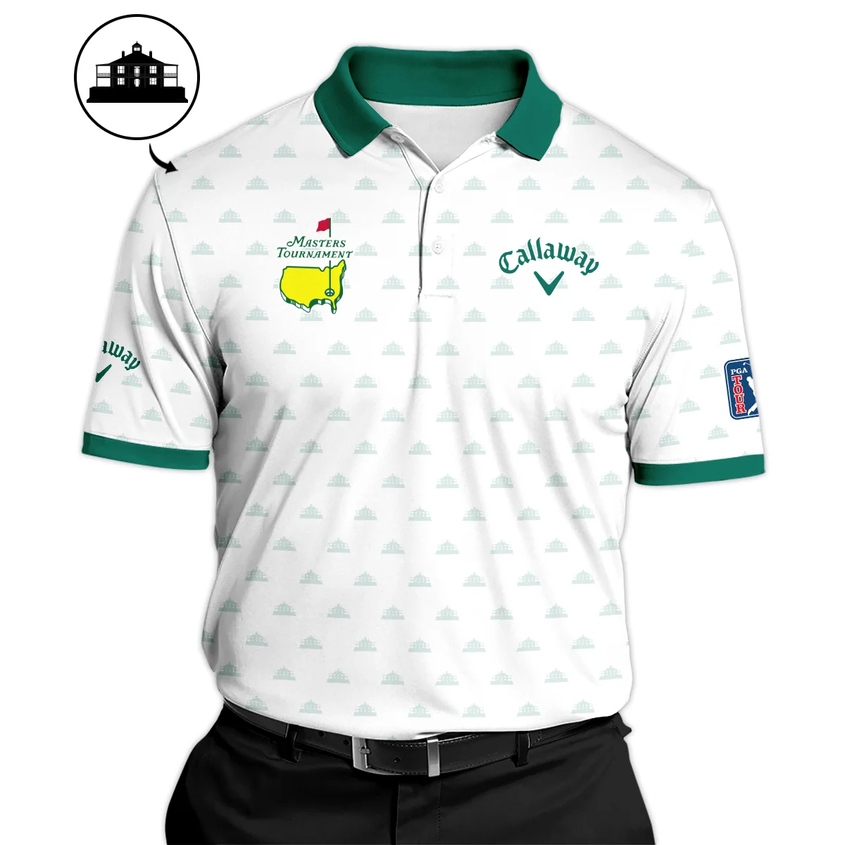 Masters Tournament Golf Sport Callaway Polo Shirt Sports Cup Pattern White Green Polo Shirt For Men