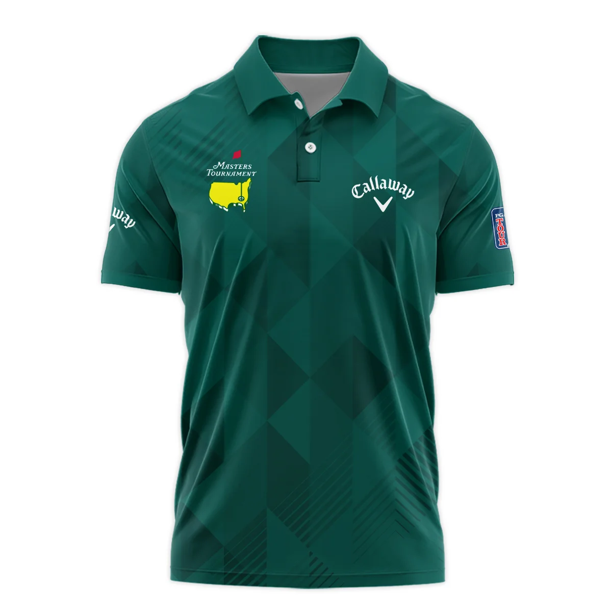 Masters Tournament Golf Sport Callaway Long Polo Shirt Sports Triangle Abstract Green Long Polo Shirt For Men