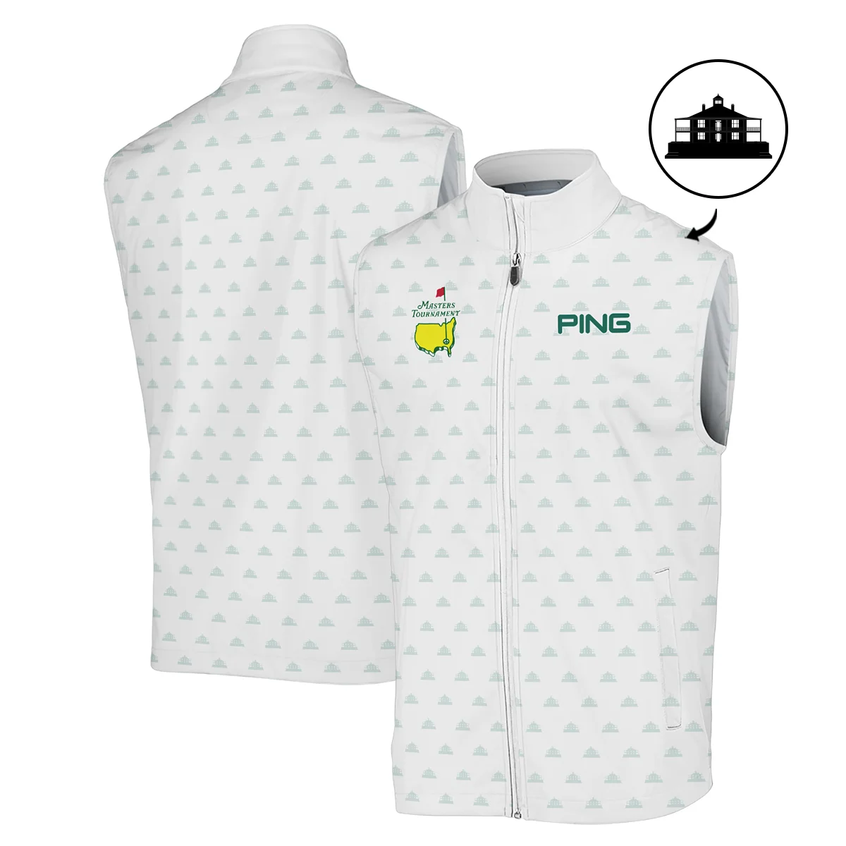Masters Tournament Golf Sport Ping Zipper Polo Shirt Sports Cup Pattern White Green Zipper Polo Shirt For Men