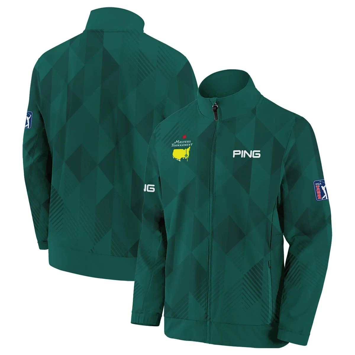Masters Tournament Golf Sport Ping Stand Colar Jacket Sports Triangle Abstract Green Stand Colar Jacket