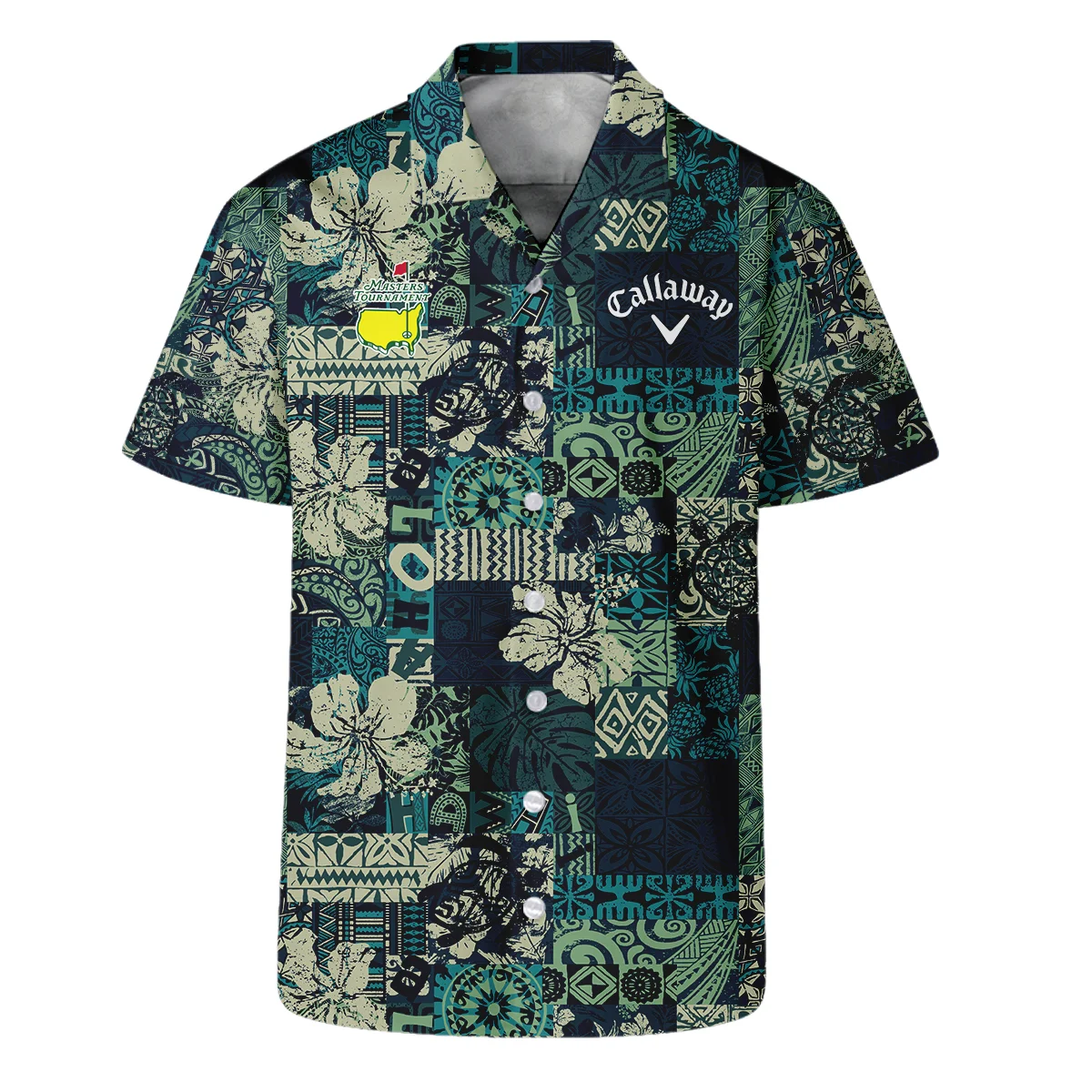 Masters Tournament Hawaiian Hibiscus And Tribal Element Fabric Callaway Hawaiian Shirt Style Classic Oversized Hawaiian Shirt