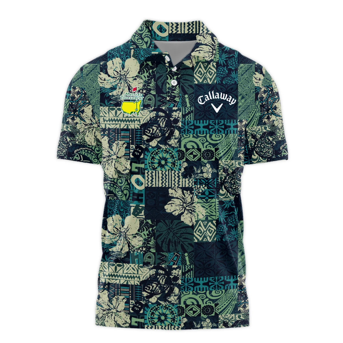 Masters Tournament Hawaiian Hibiscus And Tribal Element Fabric Callaway Polo Shirt Style Classic Polo Shirt For Men