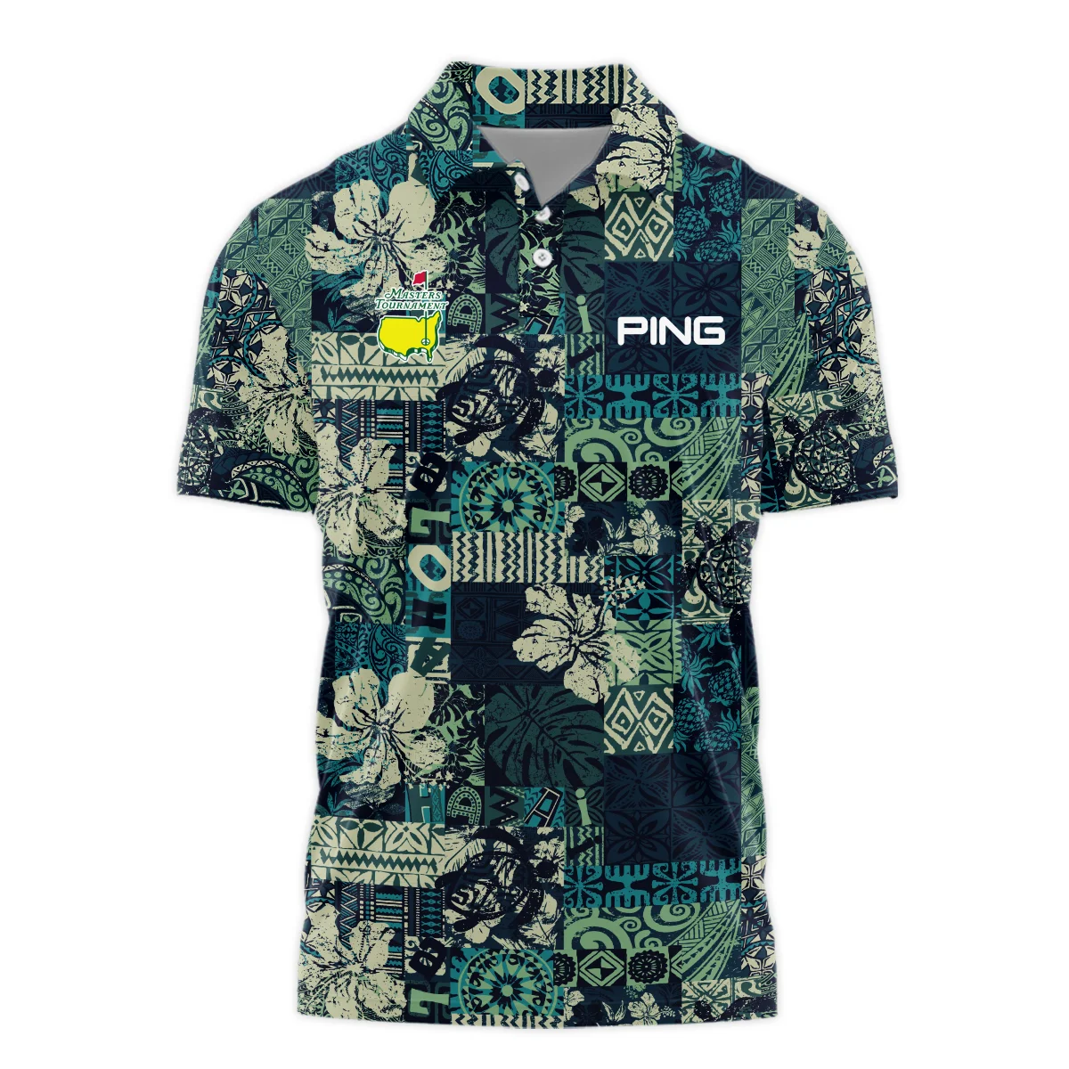 Masters Tournament Hawaiian Hibiscus And Tribal Element Fabric Ping Polo Shirt Style Classic Polo Shirt For Men