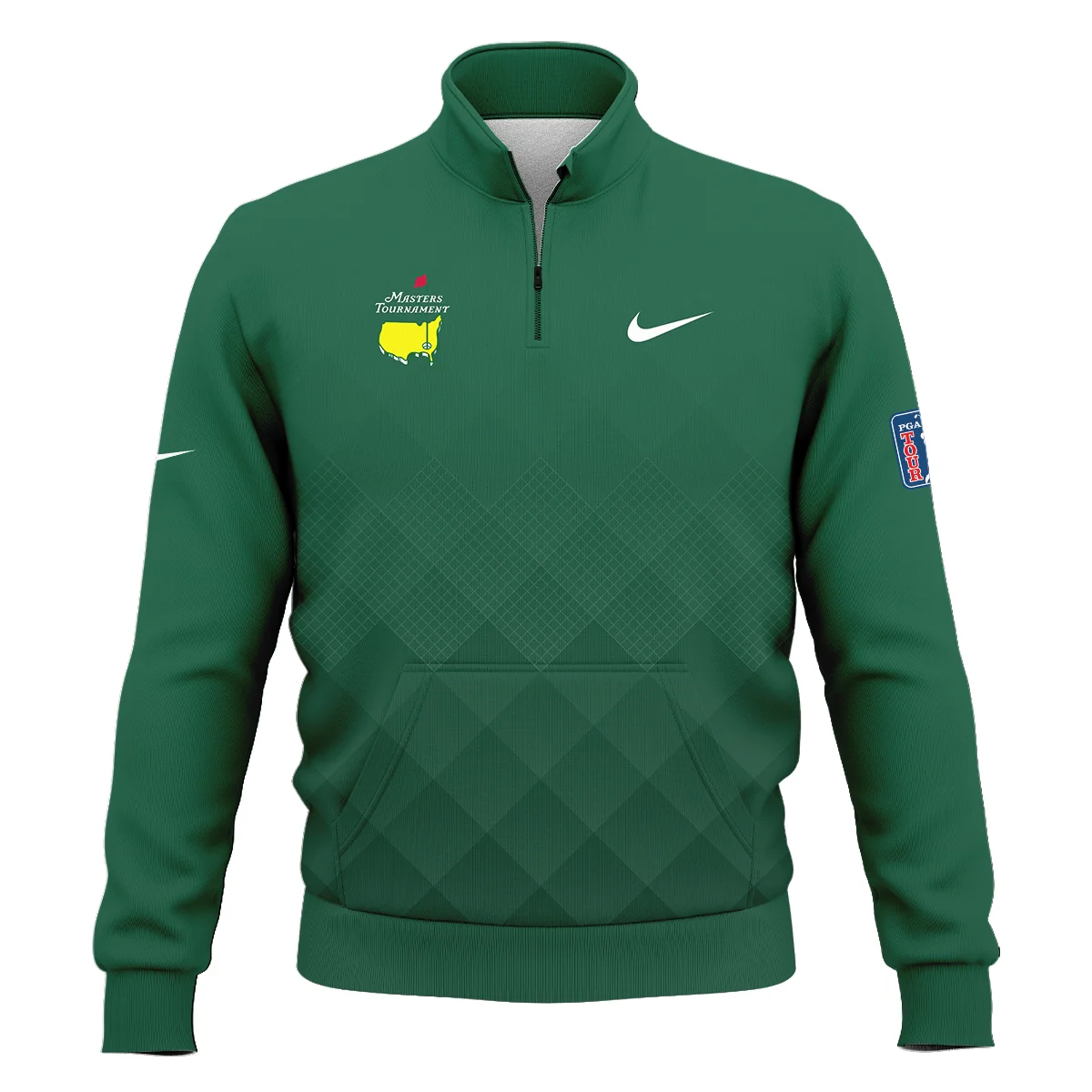 Masters Tournament Nike Gradient Dark Green Pattern Zipper Polo Shirt Style Classic Zipper Polo Shirt For Men