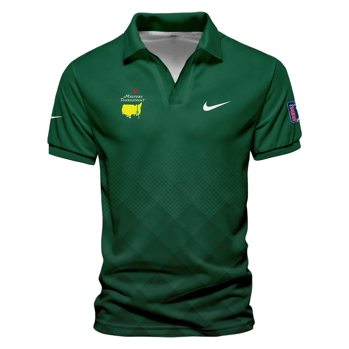 Masters Tournament Nike Gradient Dark Green Pattern Vneck Polo Shirt Style Classic Polo Shirt For Men