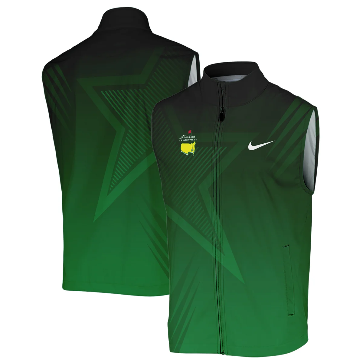 Masters Tournament Nike Star Dark Green Pattern Zipper Polo Shirt Style Classic Zipper Polo Shirt For Men