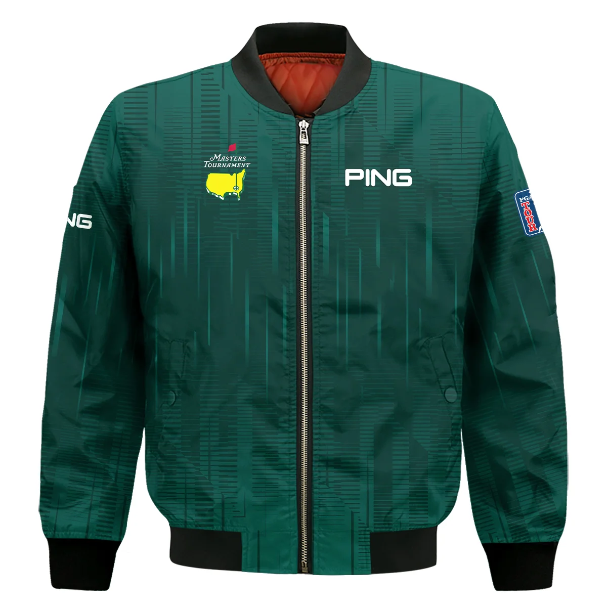 Masters Tournament Ping Dark Green Gradient Stripes Pattern Bomber Jacket Style Classic Bomber Jacket