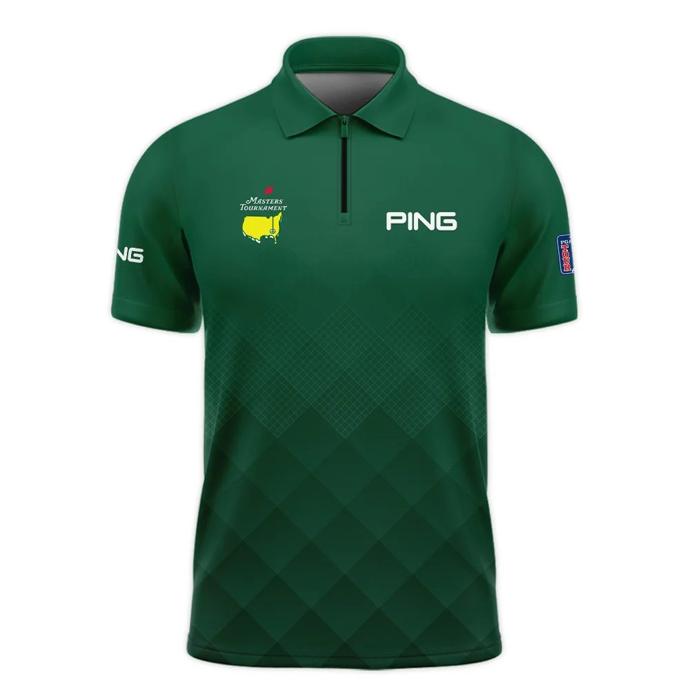 Masters Tournament Ping Gradient Dark Green Pattern Zipper Polo Shirt Style Classic Zipper Polo Shirt For Men