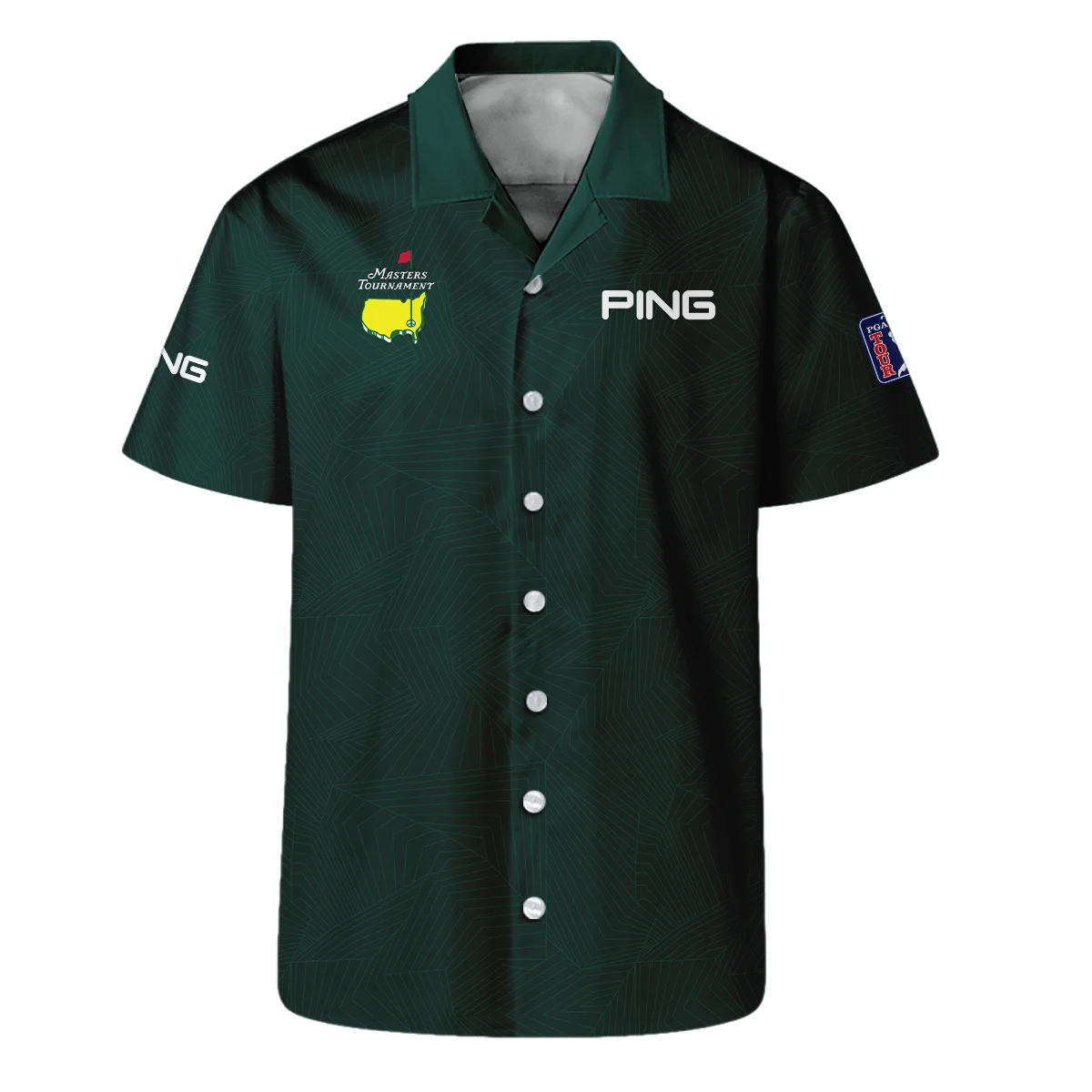 Masters Tournament Ping Pattern Sport Jersey Dark Green Vneck Long Polo Shirt Style Classic Long Polo Shirt For Men