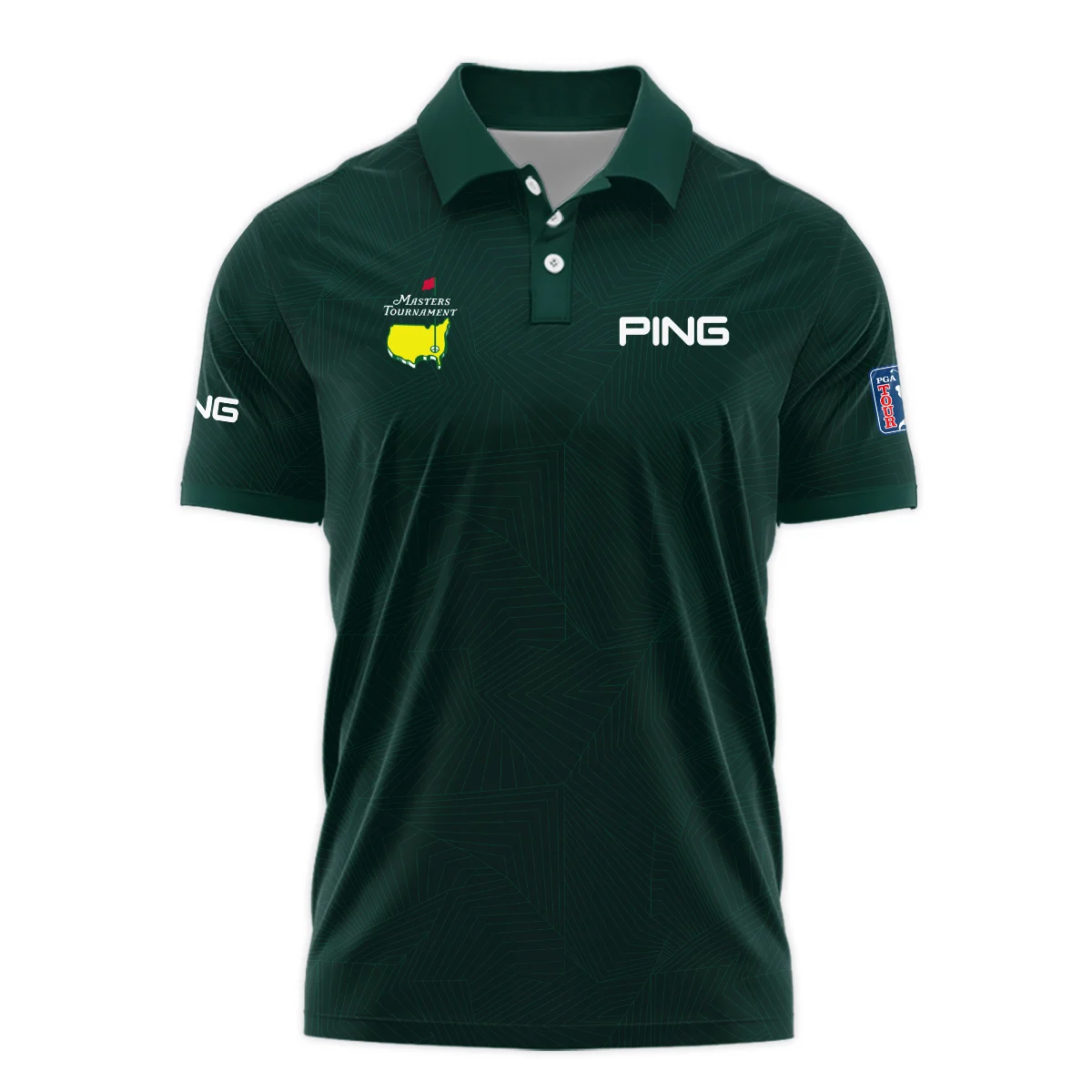 Masters Tournament Ping Pattern Sport Jersey Dark Green Vneck Long Polo Shirt Style Classic Long Polo Shirt For Men