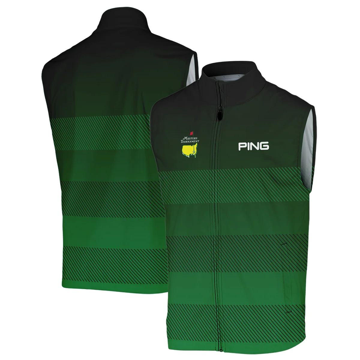 Masters Tournament Ping Sports Polo Shirt Green Gradient Stripes Pattern All Over Print Polo Shirt For Men