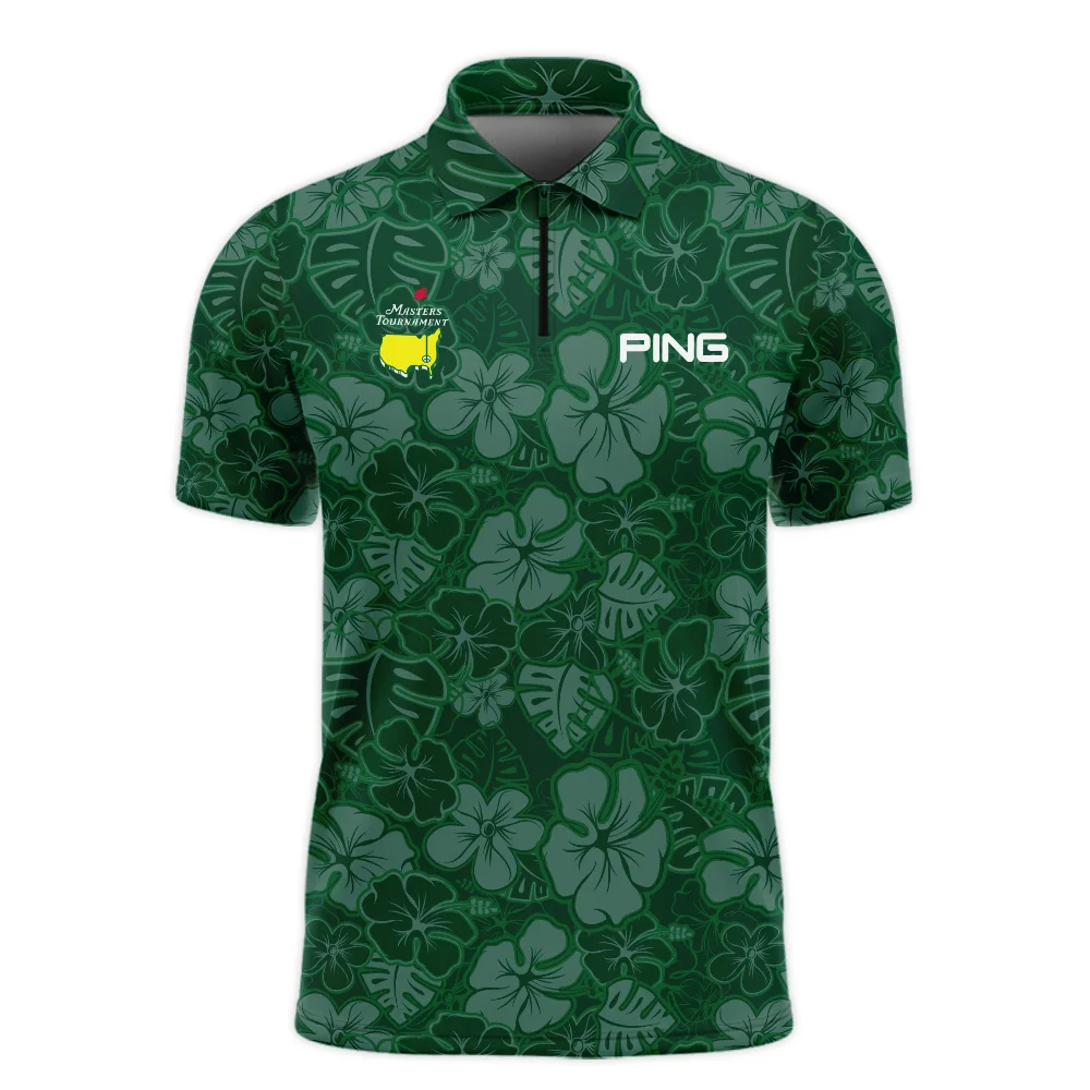 Masters Tournament Ping Tileable Seamless Hawaiian Pattern Zipper Polo Shirt Style Classic Zipper Polo Shirt For Men