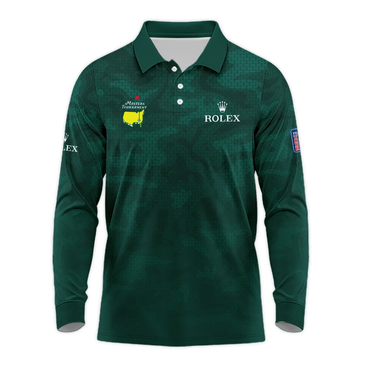 Masters Tournament Rolex Camo Sport Green Abstract Vneck Long Polo Shirt Style Classic Long Polo Shirt For Men