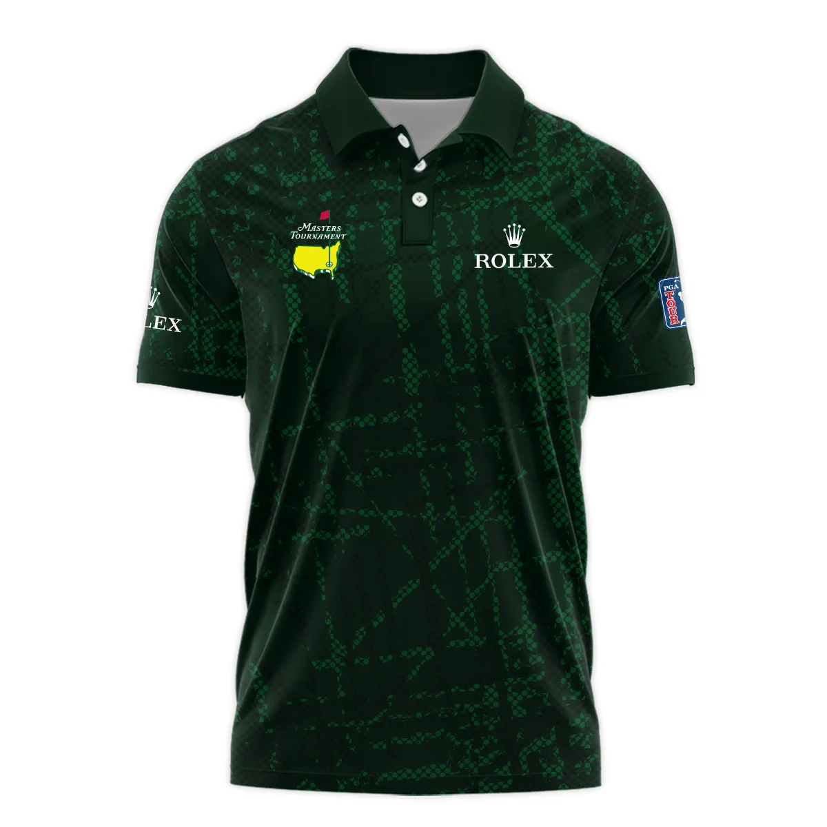 Masters Tournament Rolex Golf Pattern Halftone Green Vneck Polo Shirt Style Classic Polo Shirt For Men