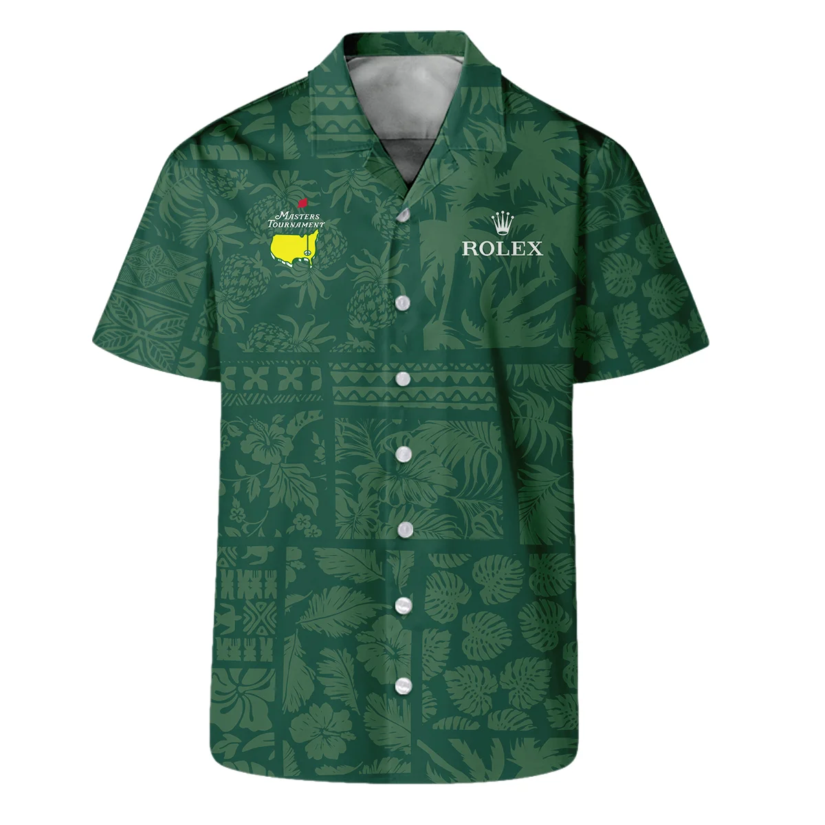 Masters Tournament Rolex Hawaiian Style Fabric Patchwork Long Polo Shirt Style Classic Long Polo Shirt For Men