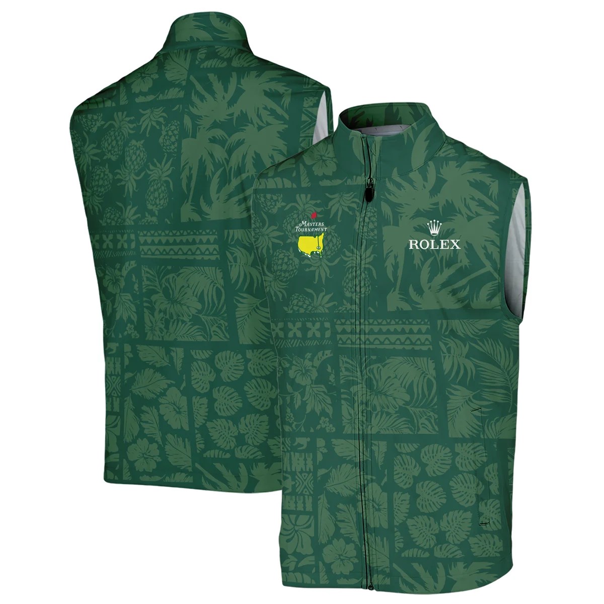 Masters Tournament Rolex Hawaiian Style Fabric Patchwork Sleeveless Jacket Style Classic Sleeveless Jacket