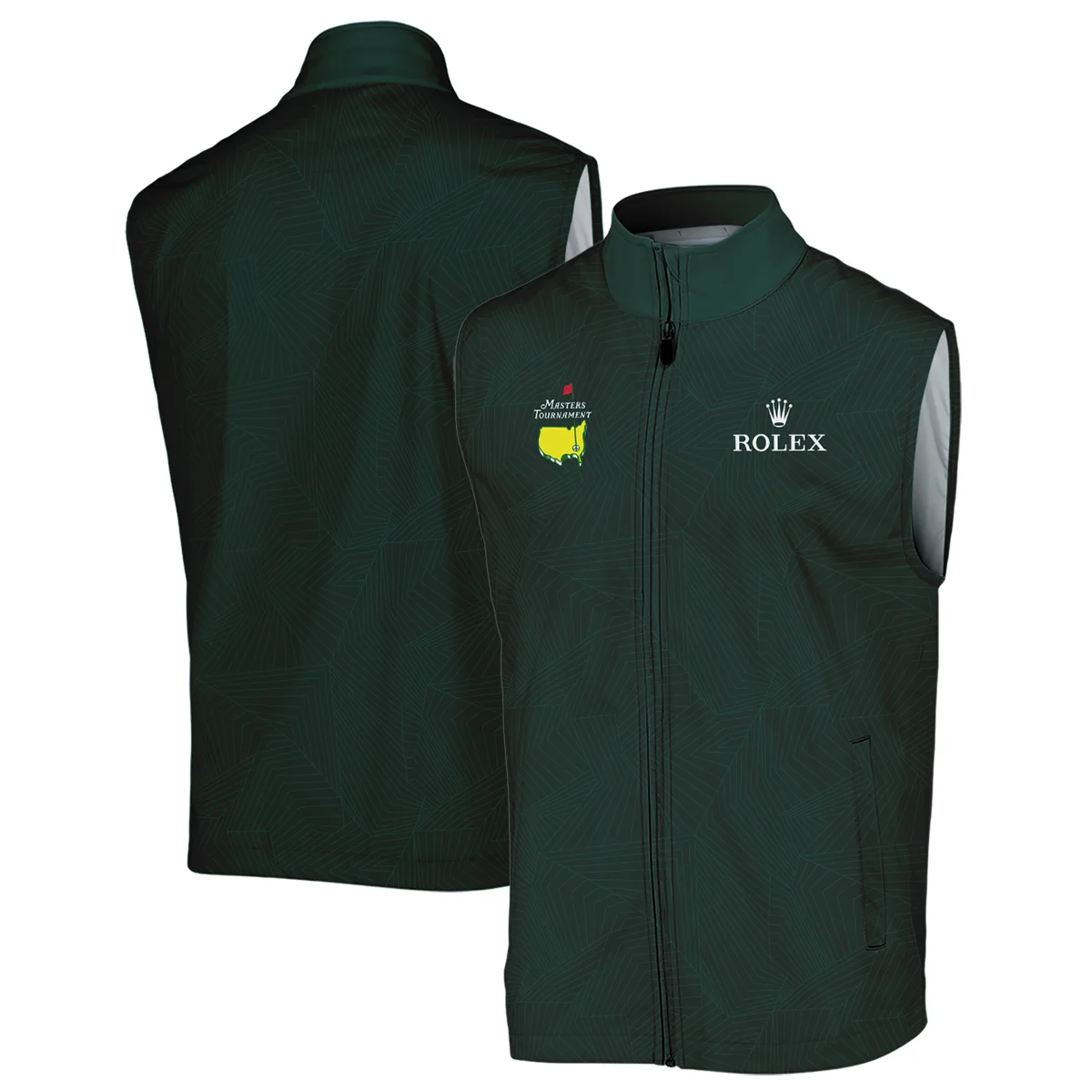 Masters Tournament Rolex Pattern Sport Jersey Dark Green Zipper Polo Shirt Style Classic Zipper Polo Shirt For Men