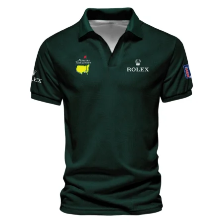 Masters Tournament Rolex Pattern Sport Jersey Dark Green Vneck Long Polo Shirt Style Classic Long Polo Shirt For Men