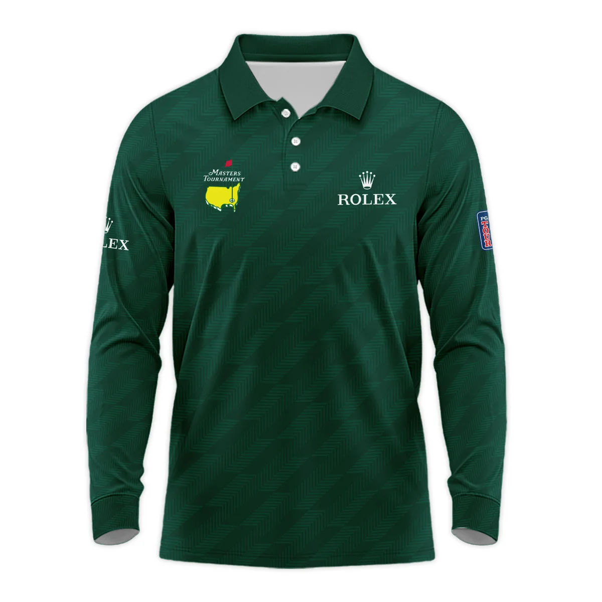 Masters Tournament Rolex Star Dark Green Pattern Zipper Polo Shirt Style Classic Zipper Polo Shirt For Men
