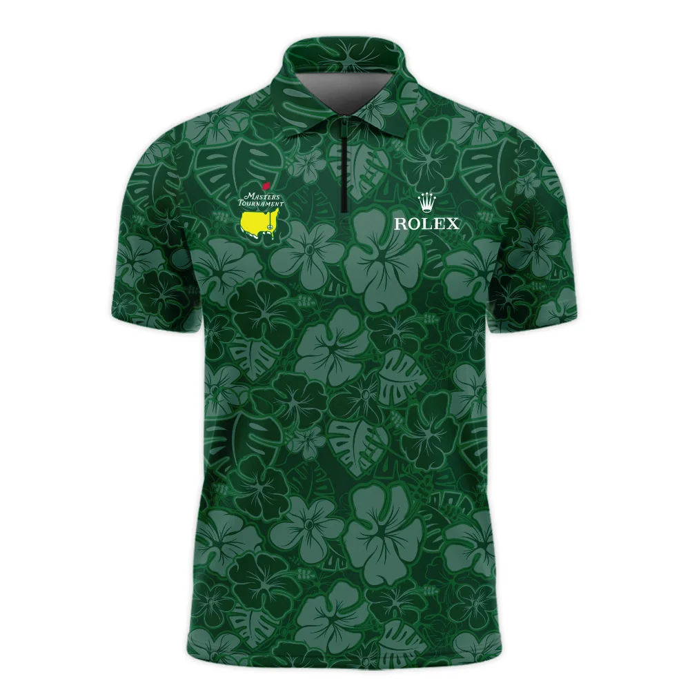 Masters Tournament Rolex Tileable Seamless Hawaiian Pattern Zipper Polo Shirt Style Classic Zipper Polo Shirt For Men