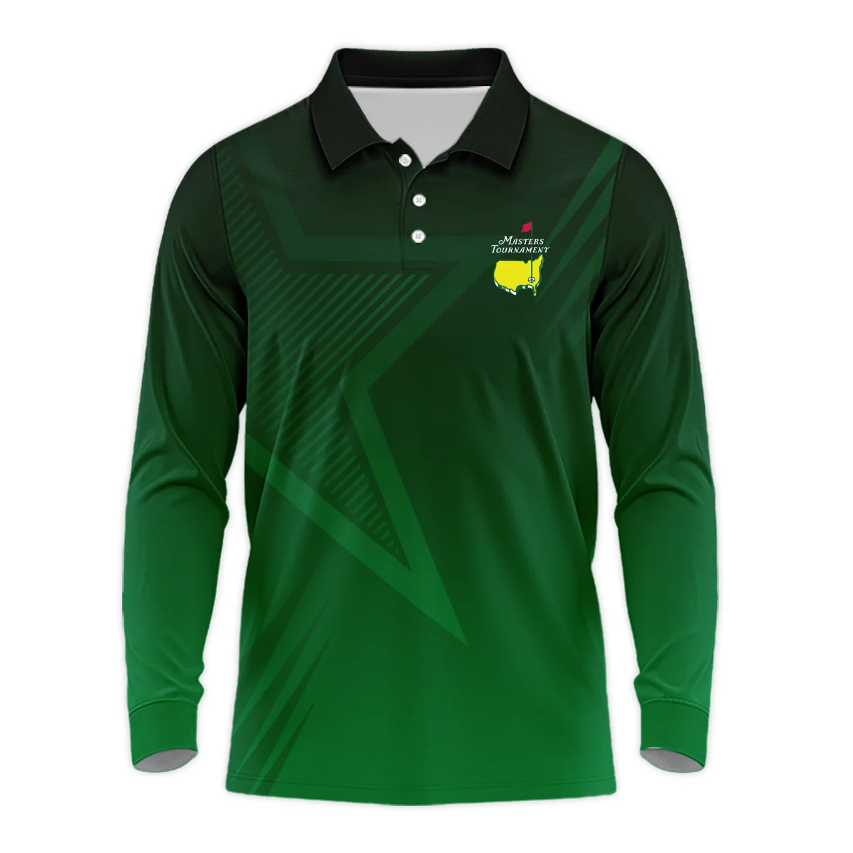 Masters Tournament Star Dark Green Pattern Long Polo Shirt Style Classic Long Polo Shirt For Men