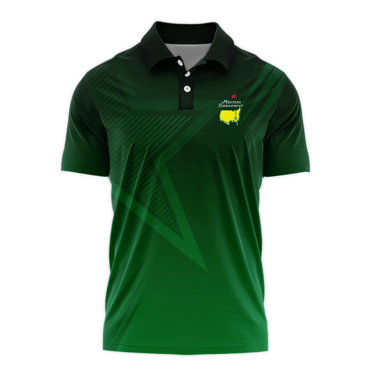 Masters Tournament Star Dark Green Pattern Long Polo Shirt Style Classic Long Polo Shirt For Men