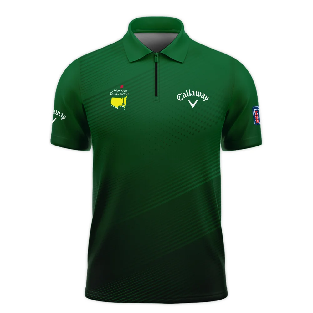 Masters Tournament Stripe Gradient Dark Green Abstract Pattern Callaway Zipper Polo Shirt Style Classic Zipper Polo Shirt For Men