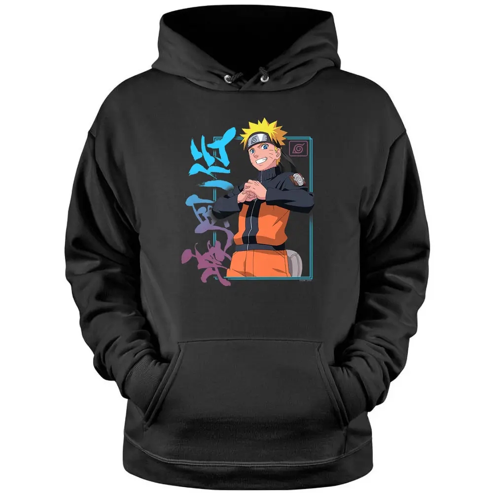 Naruto Shippuden Naruto Kanji Frame Premium Pullover Hoodie