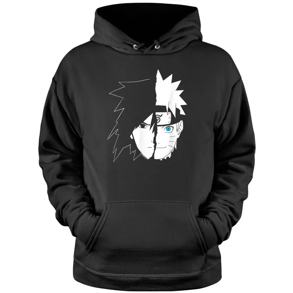 Naruto Shippuden Naruto Sasuke Split Face Pullover Hoodie