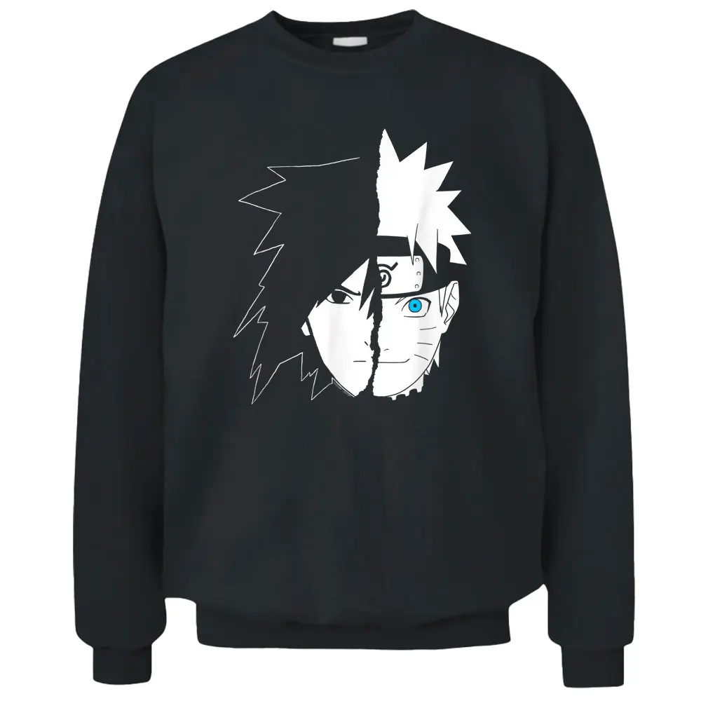 Naruto Shippuden Naruto Sasuke Split Face Pullover Sweatshirt