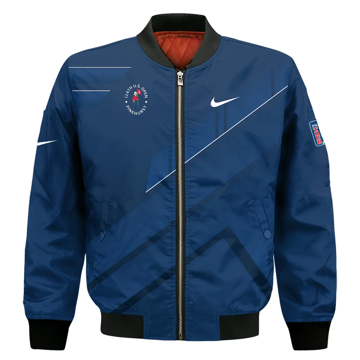 Nike 124th U.S. Open Pinehurst Blue Gradient With White Straight Line Bomber Jacket Style Classic Bomber Jacket