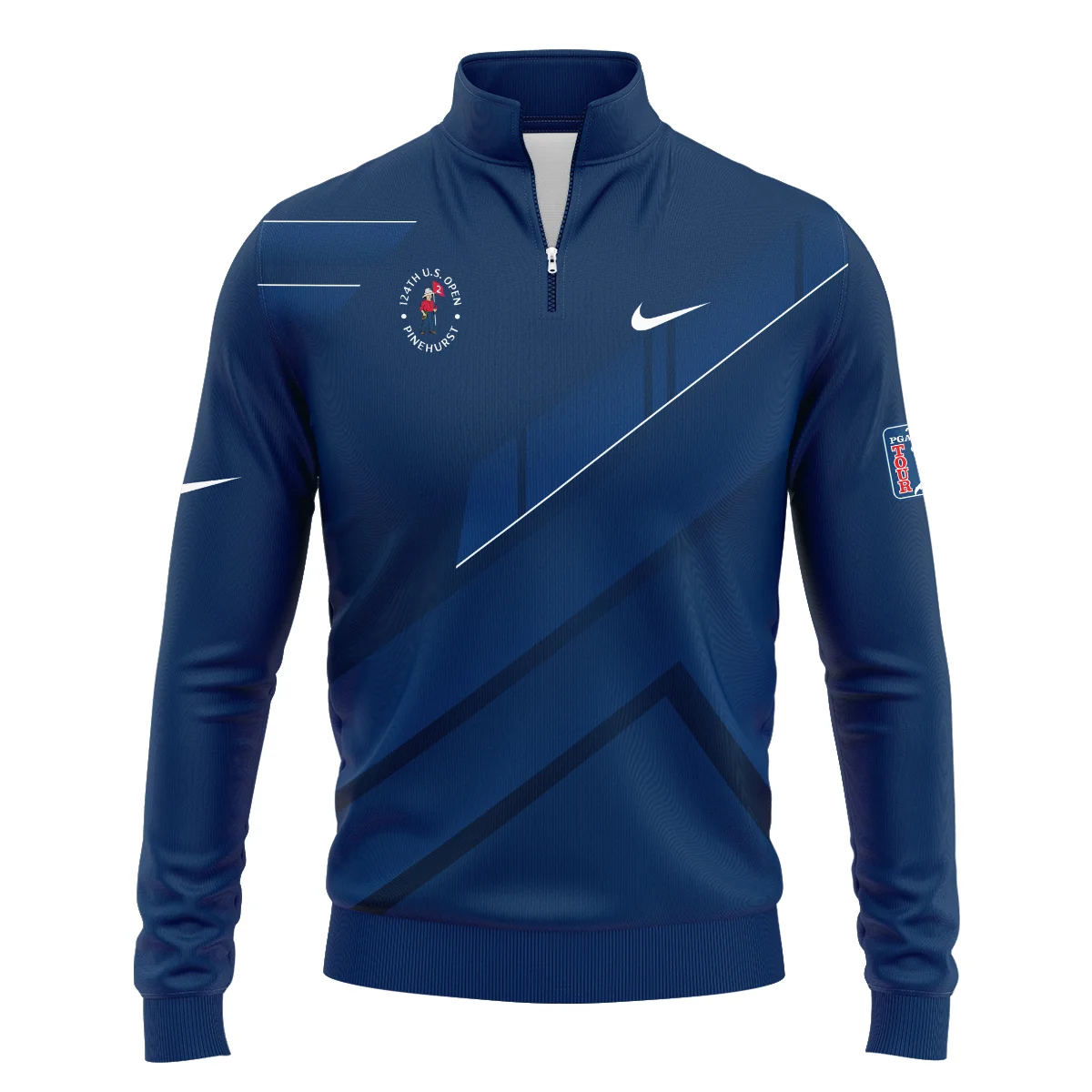 Nike 124th U.S. Open Pinehurst Blue Gradient With White Straight Line Zipper Hoodie Shirt Style Classic Zipper Hoodie Shirt