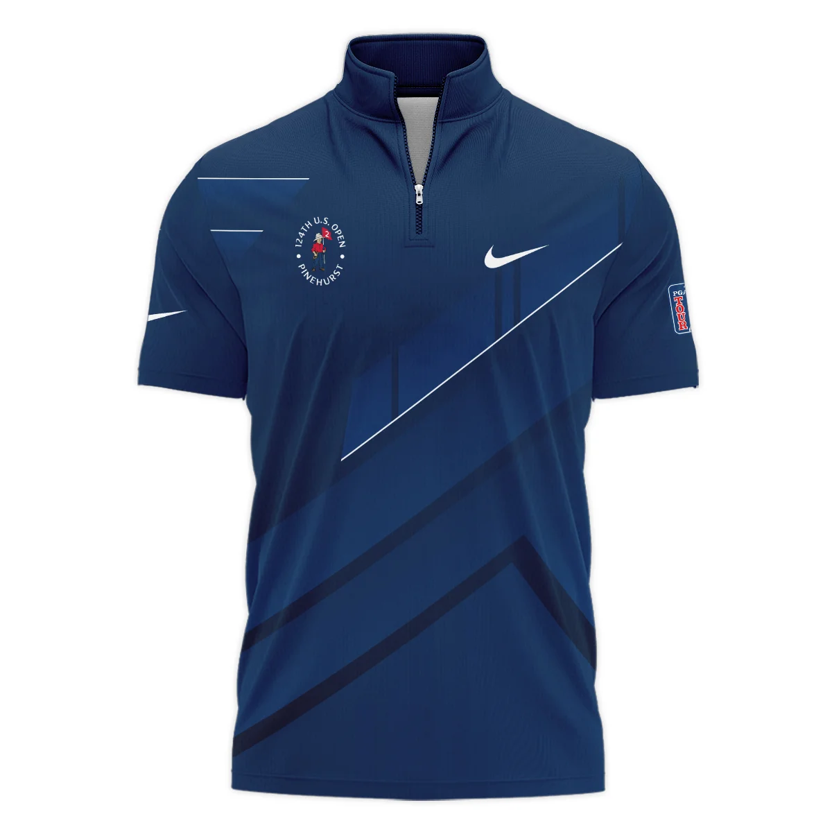 Nike 124th U.S. Open Pinehurst Blue Gradient With White Straight Line Long Polo Shirt Style Classic Long Polo Shirt For Men