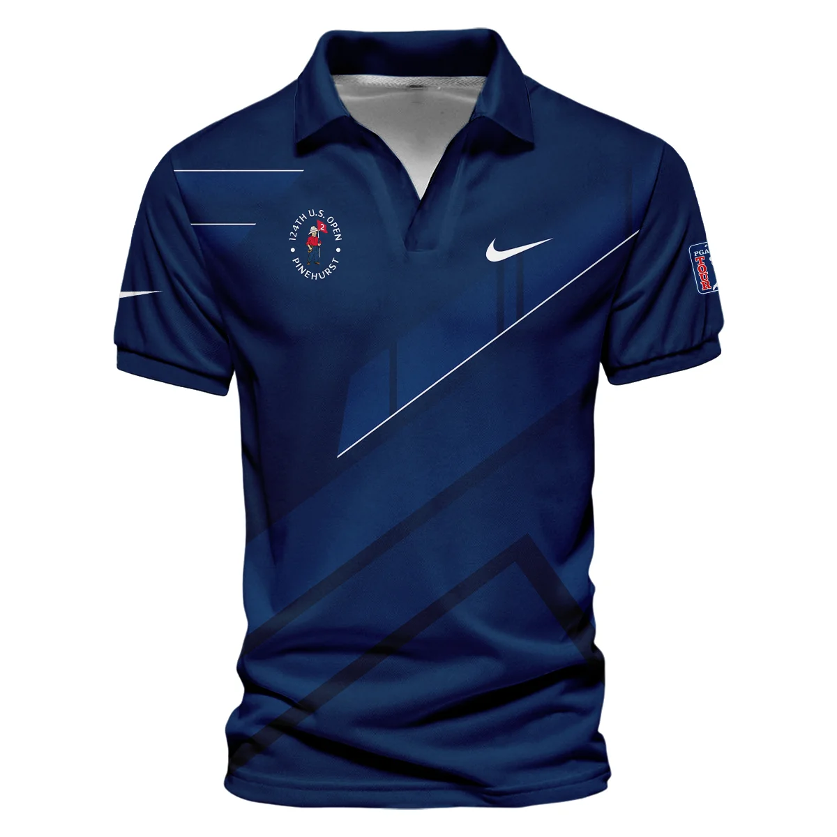 Nike 124th U.S. Open Pinehurst Blue Gradient With White Straight Line Zipper Hoodie Shirt Style Classic Zipper Hoodie Shirt