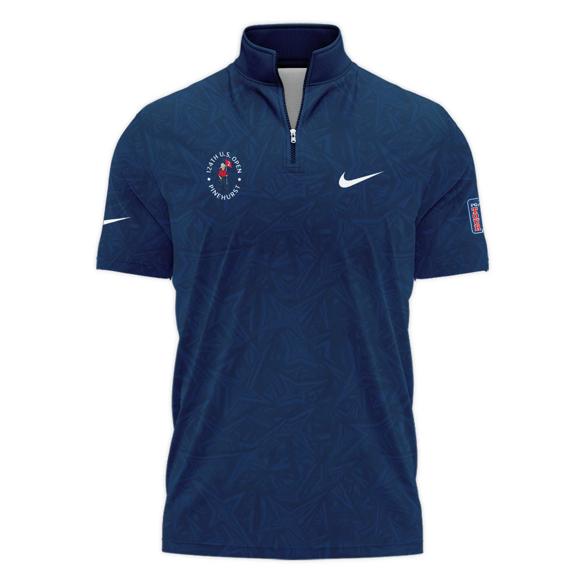 Nike 124th U.S. Open Pinehurst Stars Gradient Pattern Dark Blue Zipper Polo Shirt Style Classic Zipper Polo Shirt For Men