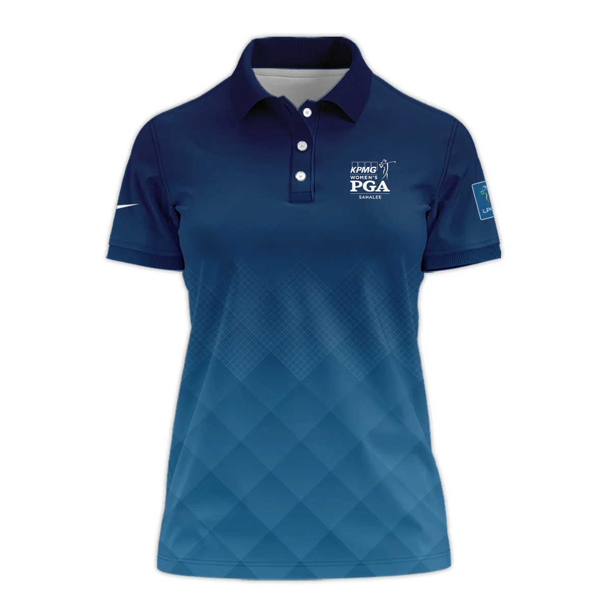 Nike 2024 KPMG Women's PGA Championship Blue Diamond Abstract Short Polo Shirt