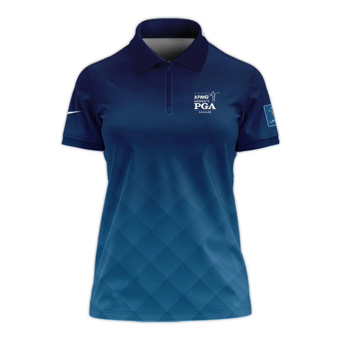 Nike 2024 KPMG Women's PGA Championship Blue Diamond Abstract Zipper Sleeveless Polo Shirt