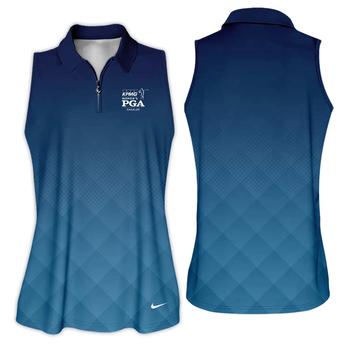 Nike 2024 KPMG Women's PGA Championship Blue Diamond Abstract Long Polo Shirt