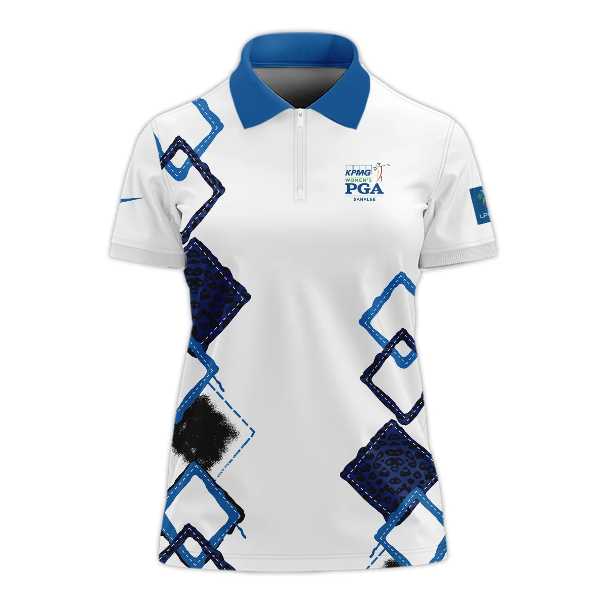 Nike 2024 KPMG Women's PGA Championship Dark Blue Grunge Brush Pattern Background Zipper Sleeveless Polo Shirt