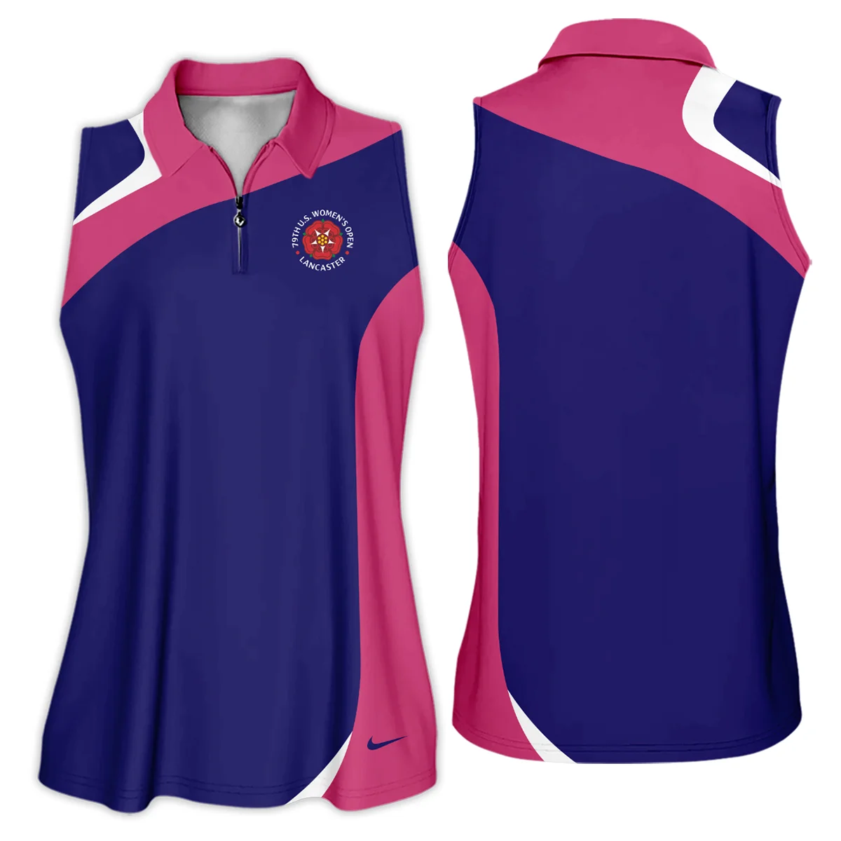 Nike Blue Pink White 79th U.S. Women’s Open Lancaster Short Polo Shirt