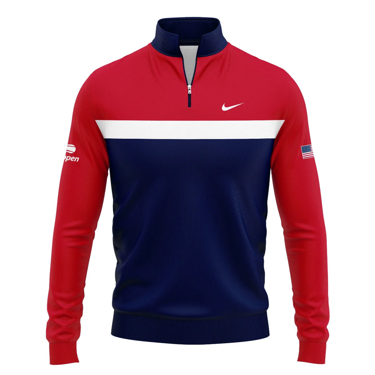 Nike Blue Red White Background US Open Tennis Champions Quarter-Zip Jacket Style Classic Quarter-Zip Jacket