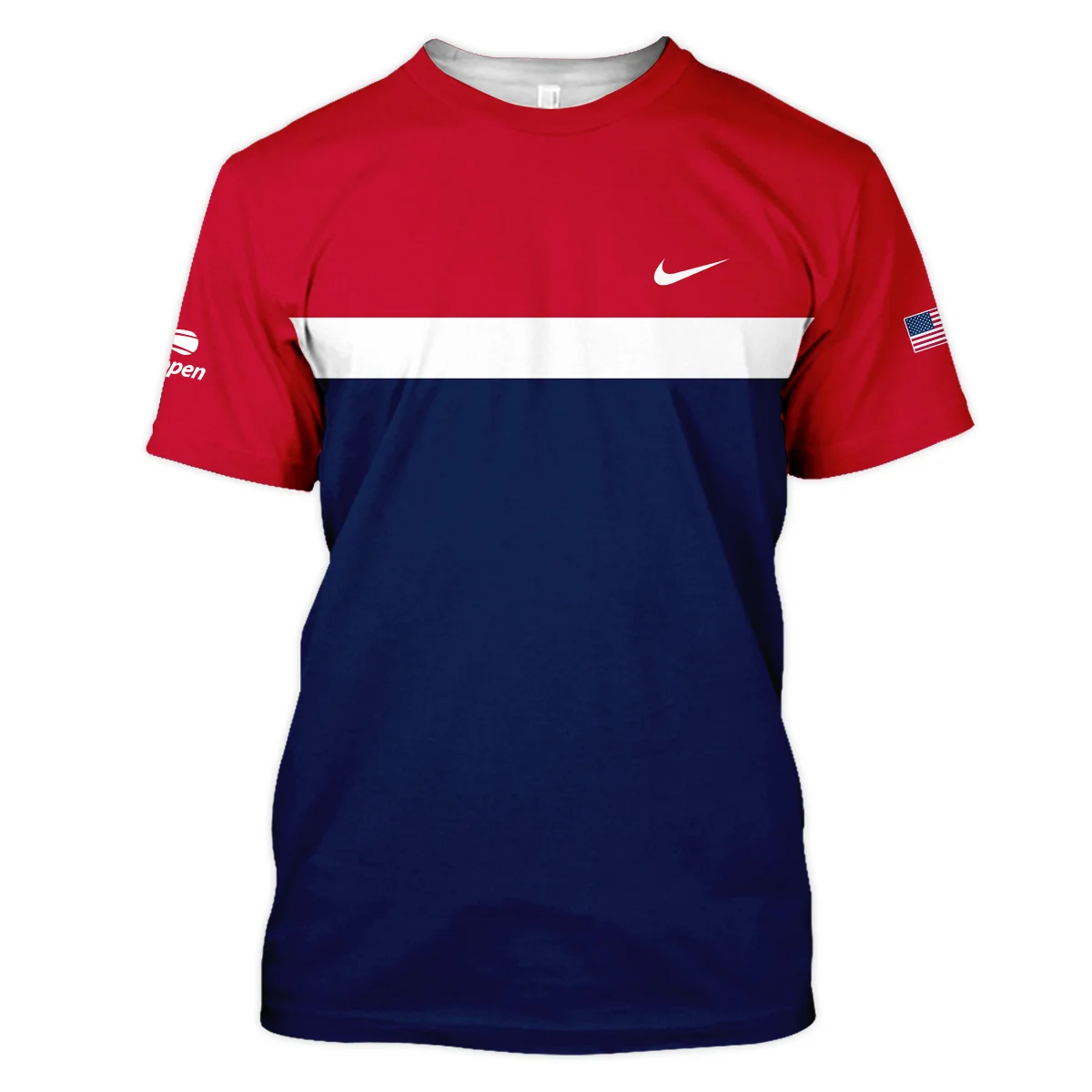Nike Blue Red White Background US Open Tennis Champions Zipper Polo Shirt Style Classic Zipper Polo Shirt For Men