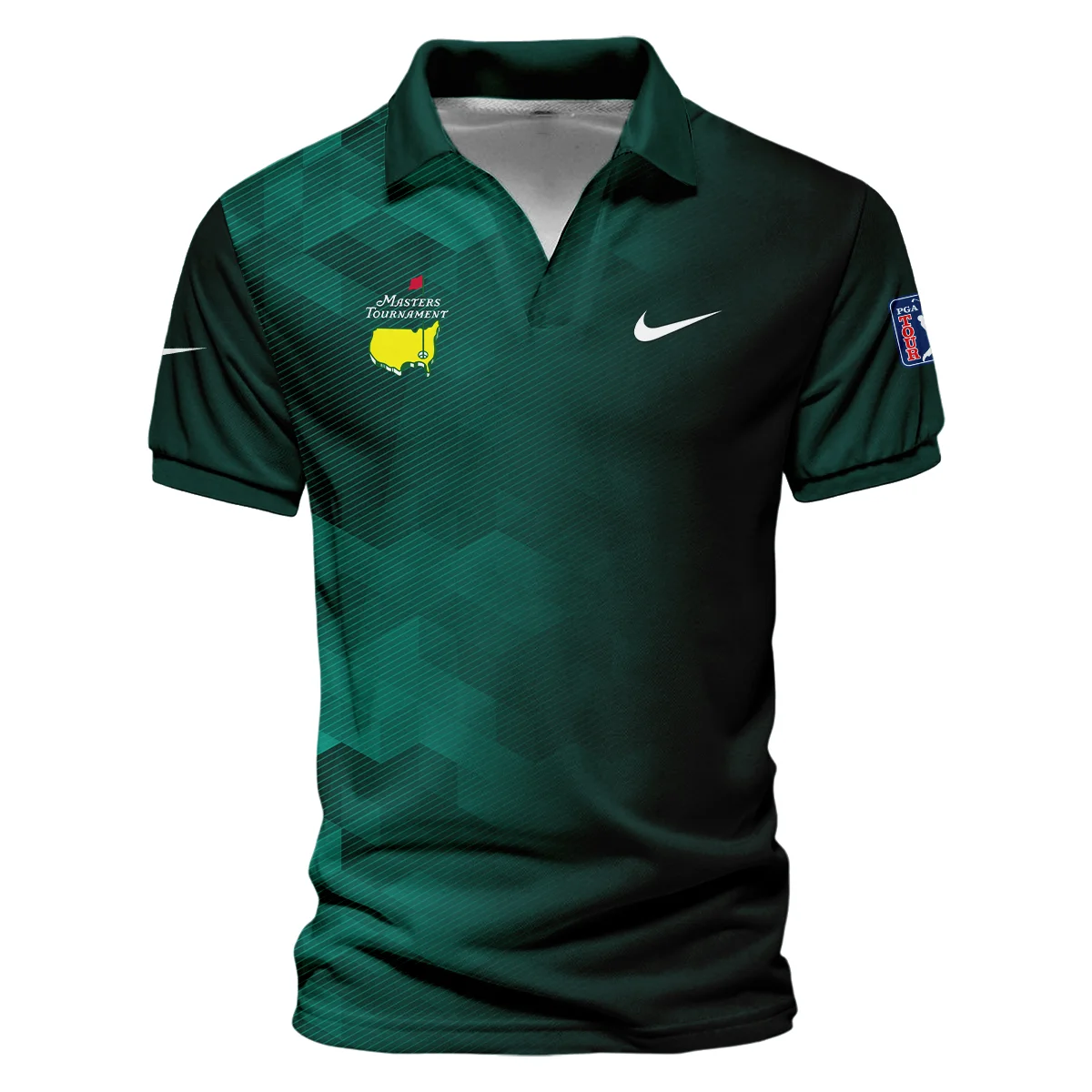 Nike Golf Sport Dark Green Gradient Abstract Background Masters Tournament Long Polo Shirt Style Classic Long Polo Shirt For Men