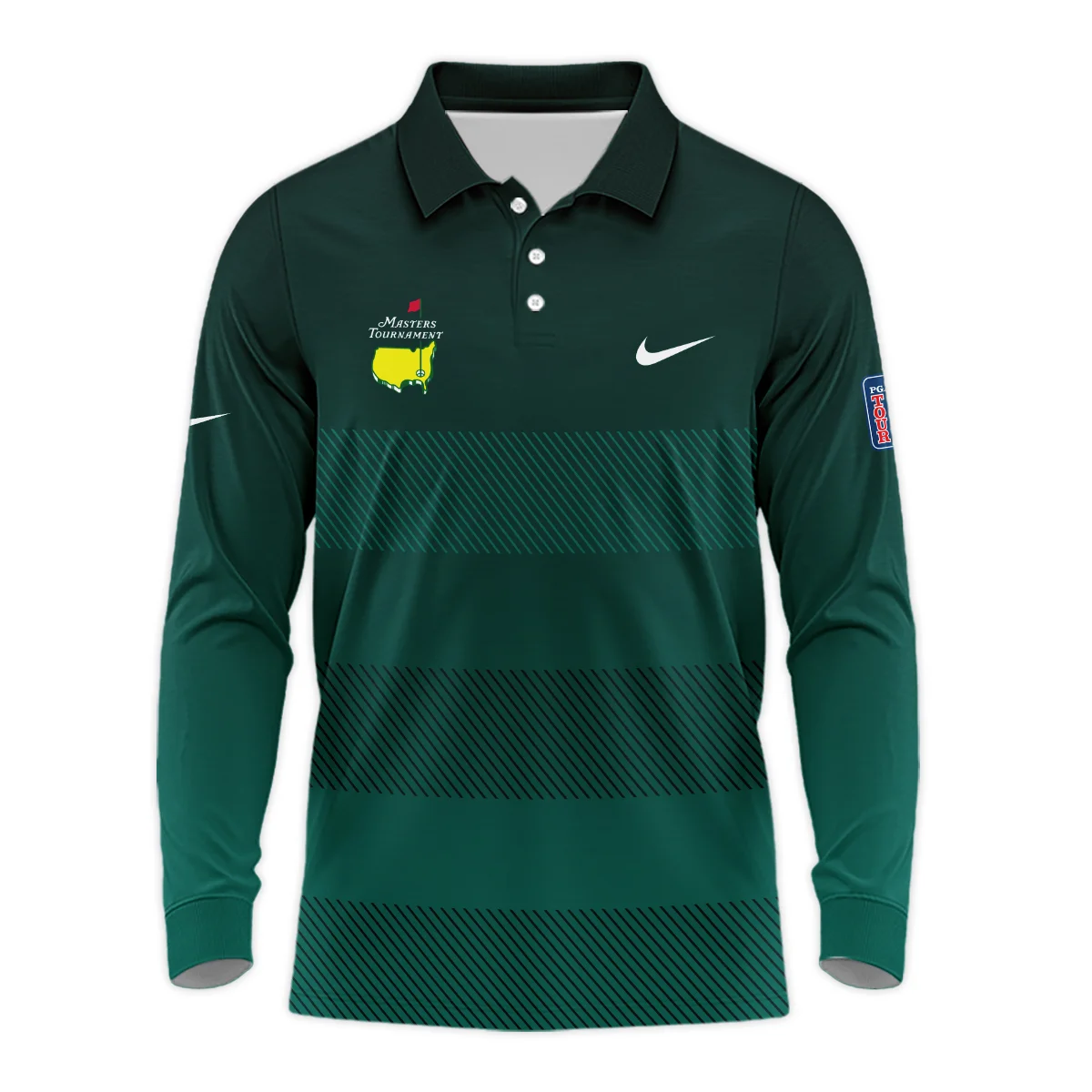 Nike Masters Tournament Dark Green Gradient Stripes Pattern Golf Sport Style Classic Quarter Zipped Sweatshirt