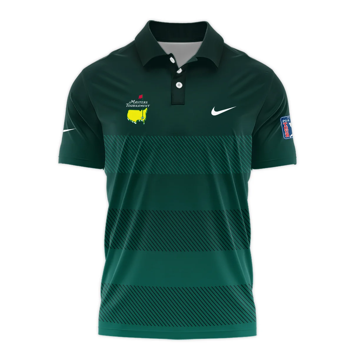Nike Masters Tournament Dark Green Gradient Stripes Pattern Golf Sport Vneck Polo Shirt Style Classic Polo Shirt For Men