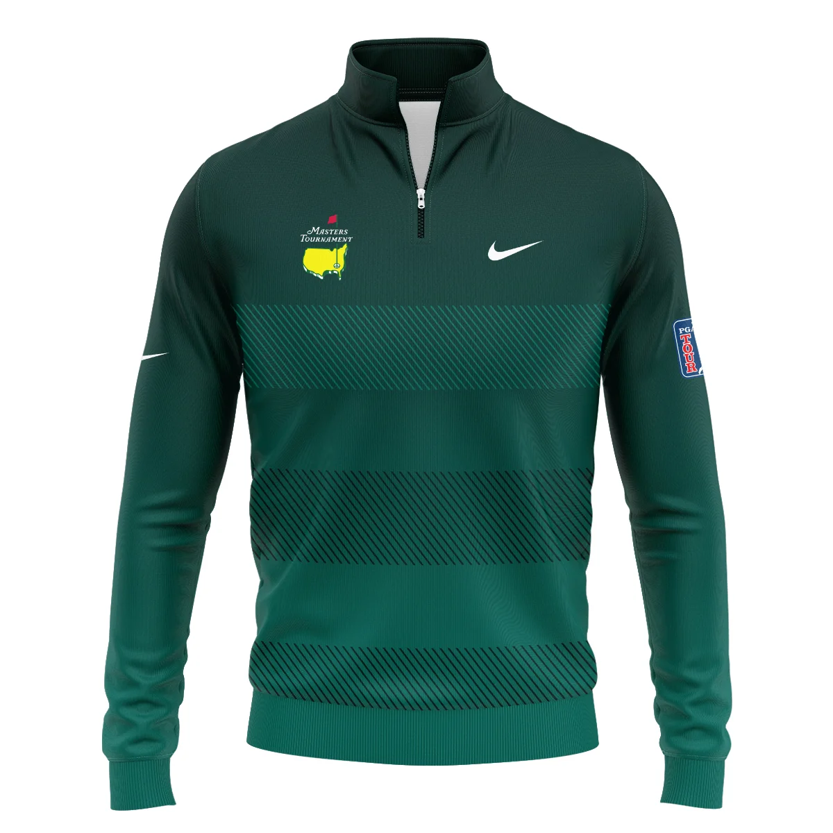 Nike Masters Tournament Dark Green Gradient Stripes Pattern Golf Sport Long Polo Shirt Style Classic Long Polo Shirt For Men
