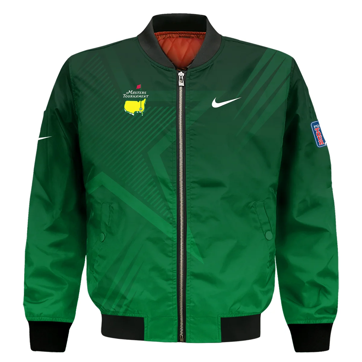 Nike Masters Tournament Polo Shirt Dark Green Gradient Star Pattern Golf Sports Bomber Jacket Style Classic Bomber Jacket