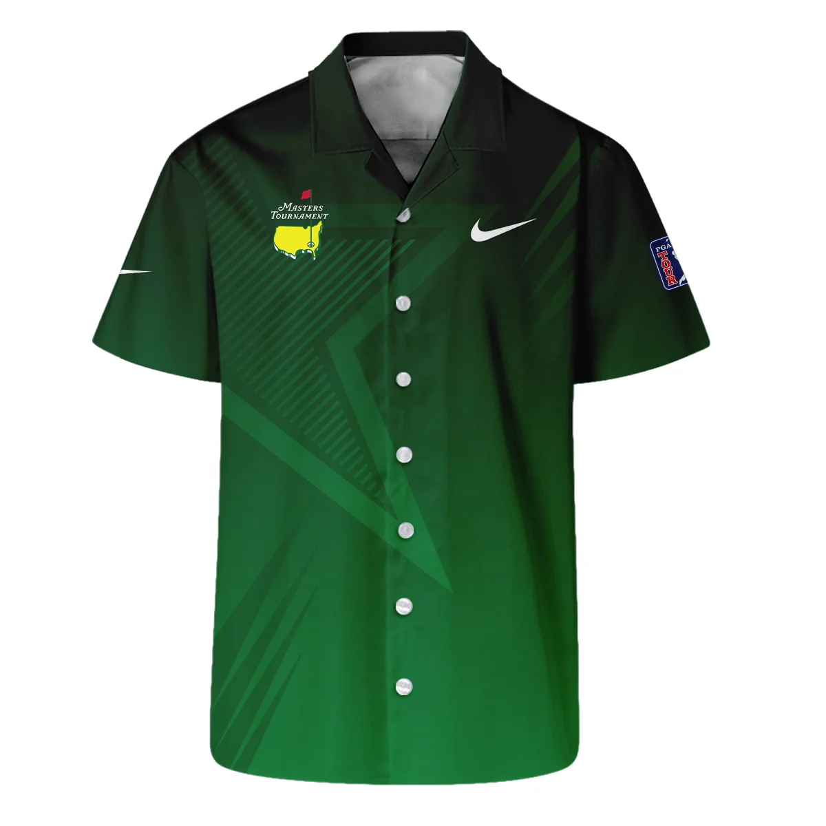 Nike Masters Tournament Polo Shirt Dark Green Gradient Star Pattern Golf Sports Style Classic, Short Sleeve Polo Shirts Quarter-Zip Casual Slim Fit Mock Neck Basic