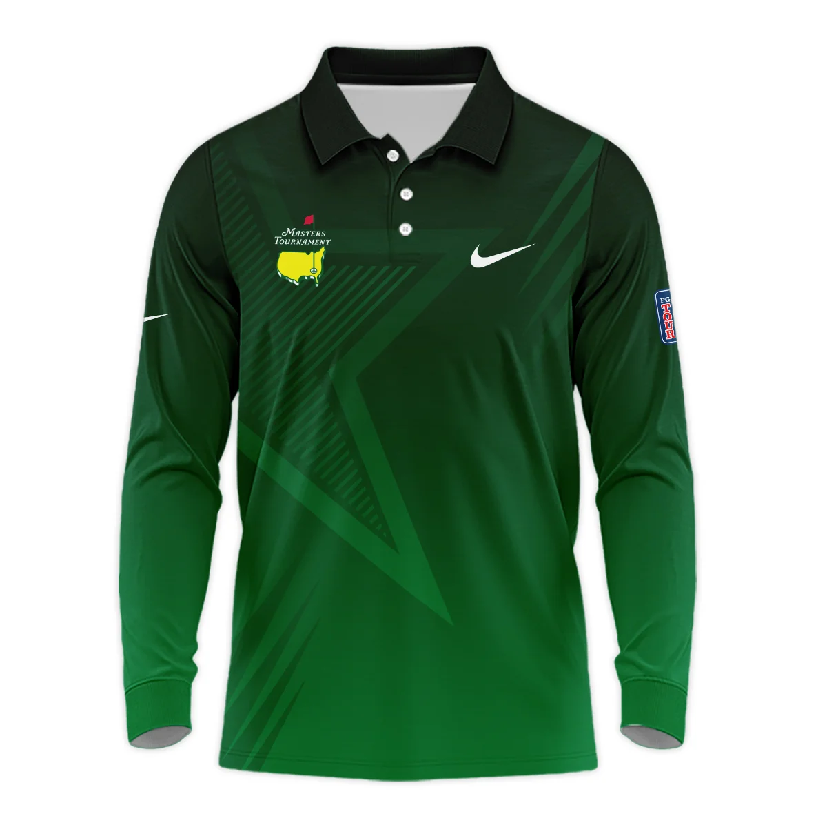 Nike Masters Tournament Polo Shirt Dark Green Gradient Star Pattern Golf Sports Long Polo Shirt Style Classic Long Polo Shirt For Men