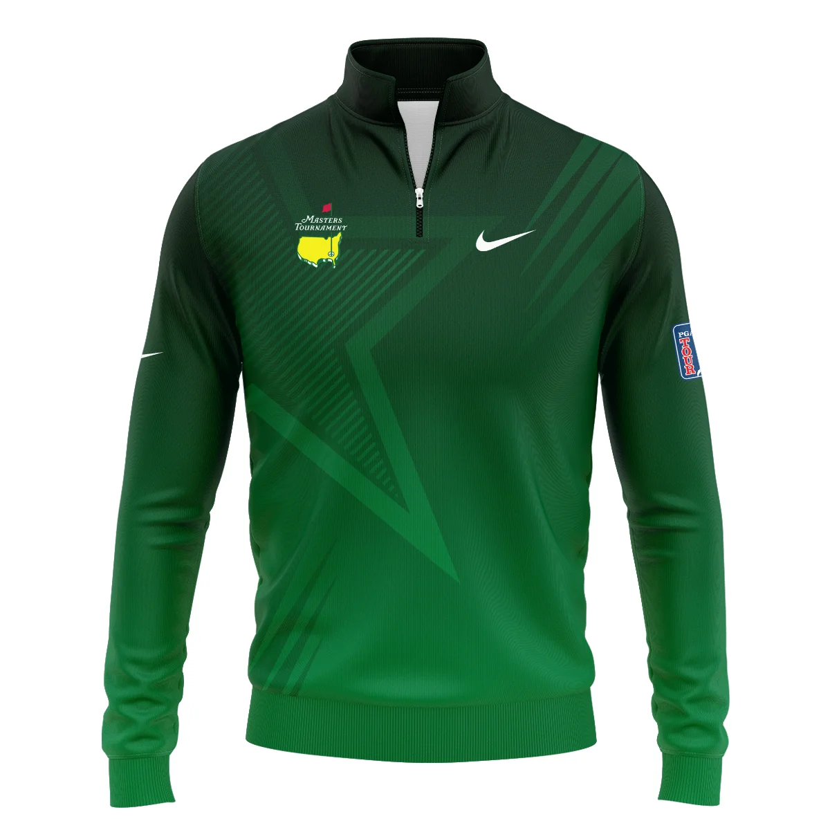 Nike Masters Tournament Polo Shirt Dark Green Gradient Star Pattern Golf Sports Quarter-Zip Jacket Style Classic Quarter-Zip Jacket